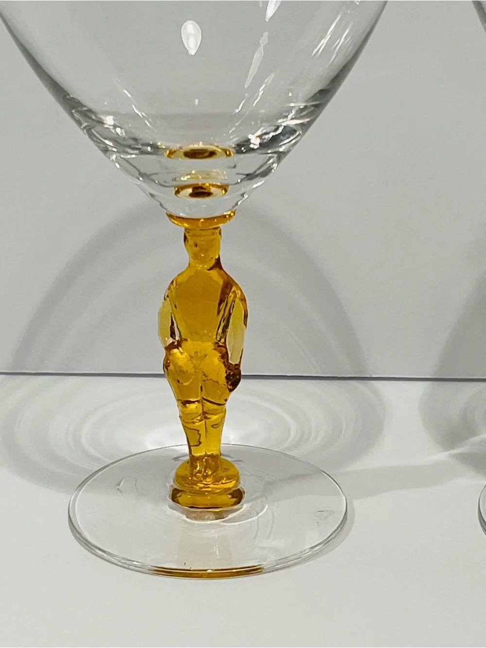 Pair of 1940’s Morgantown Jockey  Amber Cocktail Glasses Set of 2.